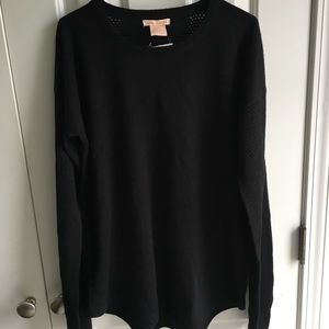 black sweater with open mesh back & sleeves